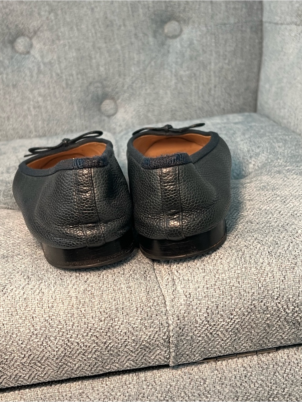 CHANEL Navy Caviar Leather Ballet Flats - Picture 5 of 12
